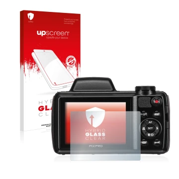 Parte frontale di una confezione del prodotto con il logo del marchio upscreen. Accanto è raffigurato il dispositivo Kodak Pix