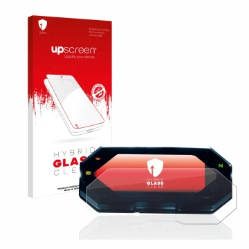 Parte frontale di una confezione del prodotto con il logo del marchio upscreen. Accanto è raffigurato il dispositivo Yamaha MT