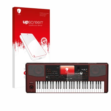 Parte frontale di una confezione del prodotto con il logo del marchio upscreen. Accanto è raffigurato il dispositivo KORG Pa10