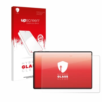 Parte frontale di una confezione del prodotto con il logo del marchio upscreen. Accanto è raffigurato il dispositivo Samsung G