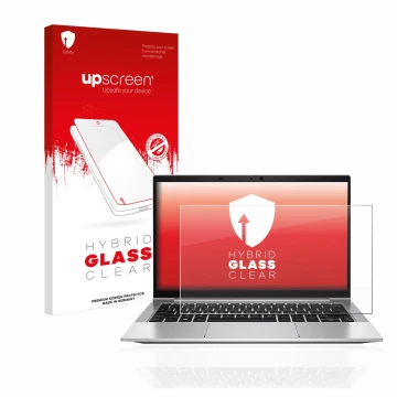 Parte frontale di una confezione del prodotto con il logo del marchio upscreen. Accanto è raffigurato il dispositivo HP EliteB