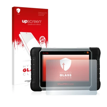 Parte frontale di una confezione del prodotto con il logo del marchio upscreen. Accanto è raffigurato il dispositivo Autel Max