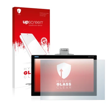 Parte frontale di una confezione del prodotto con il logo del marchio upscreen. Accanto è raffigurato il dispositivo Siemens S