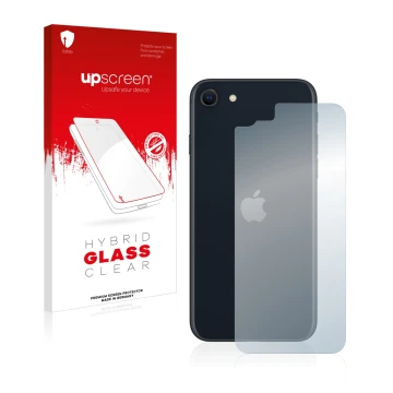 Parte frontale di una confezione del prodotto con il logo del marchio upscreen. Accanto è raffigurato il dispositivo Apple iPh