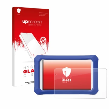 Parte frontale di una confezione del prodotto con il logo del marchio upscreen. Accanto è raffigurato il dispositivo Clementon
