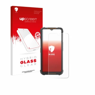 Parte frontale di una confezione del prodotto con il logo del marchio upscreen. Accanto è raffigurato il dispositivo AGM H5 co