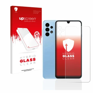 Parte frontale di una confezione del prodotto con il logo del marchio upscreen. Accanto è raffigurato il dispositivo Samsung G