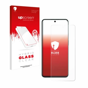 Parte frontale di una confezione del prodotto con il logo del marchio upscreen. Accanto è raffigurato il dispositivo OnePlus 1