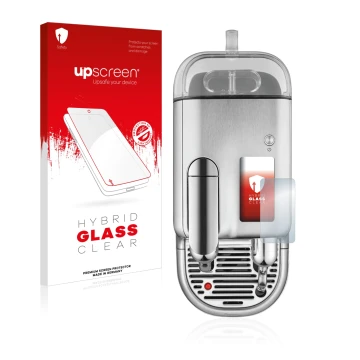 Parte frontale di una confezione del prodotto con il logo del marchio upscreen. Accanto è raffigurato il dispositivo Sage Nesp