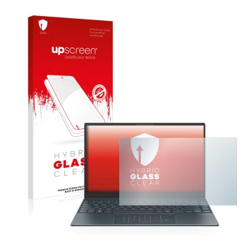 Parte frontale di una confezione del prodotto con il logo del marchio upscreen. Accanto è raffigurato il dispositivo ASUS ZenB