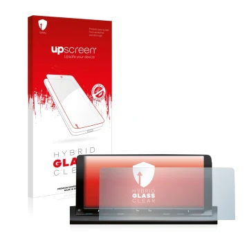 Parte frontale di una confezione del prodotto con il logo del marchio upscreen. Accanto è raffigurato il dispositivo Volkswage