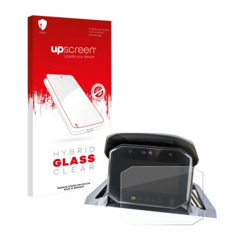 Parte frontale di una confezione del prodotto con il logo del marchio upscreen. Accanto è raffigurato il dispositivo Honda ADV