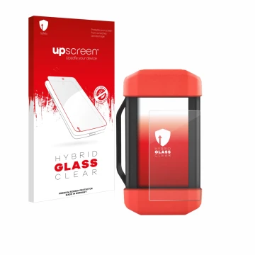 Parte frontale di una confezione del prodotto con il logo del marchio upscreen. Accanto è raffigurato il dispositivo Launch SR