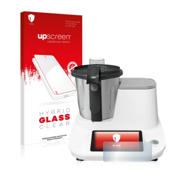 Parte frontale di una confezione del prodotto con il logo del marchio upscreen. Accanto è raffigurato il dispositivo Moulinex 