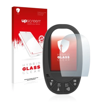 Parte frontale di una confezione del prodotto con il logo del marchio upscreen. Accanto è raffigurato il dispositivo Flymaster