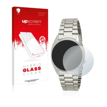 Parte frontale di una confezione del prodotto con il logo del marchio upscreen. Accanto è raffigurato il dispositivo Seiko 5 A