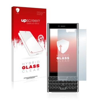Parte frontale di una confezione del prodotto con il logo del marchio upscreen. Accanto è raffigurato il dispositivo Unihertz 