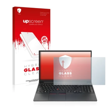 Parte frontale di una confezione del prodotto con il logo del marchio upscreen. Accanto è raffigurato il dispositivo Lenovo Th