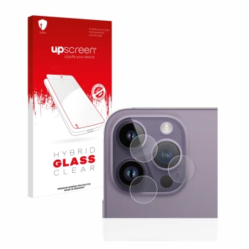 Parte frontale di una confezione del prodotto con il logo del marchio upscreen. Accanto è raffigurato il dispositivo Apple iPh