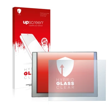 Parte frontale di una confezione del prodotto con il logo del marchio upscreen. Accanto è raffigurato il dispositivo Siemens T