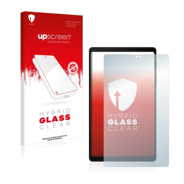 Parte frontale di una confezione del prodotto con il logo del marchio upscreen. Accanto è raffigurato il dispositivo Samsung G