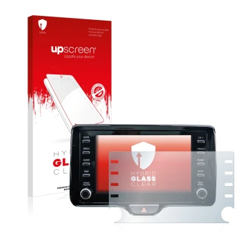 Parte frontale di una confezione del prodotto con il logo del marchio upscreen. Accanto è raffigurato il dispositivo Toyota Ya