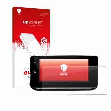 Parte frontale di una confezione del prodotto con il logo del marchio upscreen. Accanto è raffigurato il dispositivo Skoda Oct