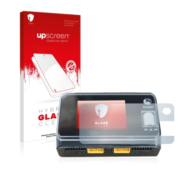 Parte frontale di una confezione del prodotto con il logo del marchio upscreen. Accanto è raffigurato il dispositivo ToolkitRC