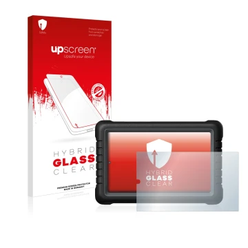 Parte frontale di una confezione del prodotto con il logo del marchio upscreen. Accanto è raffigurato il dispositivo Launch X-