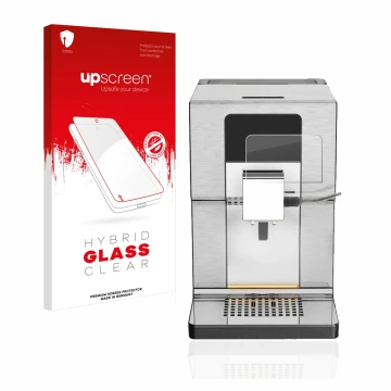 Parte frontale di una confezione del prodotto con il logo del marchio upscreen. Accanto è raffigurato il dispositivo Krups Int