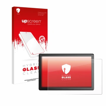 Parte frontale di una confezione del prodotto con il logo del marchio upscreen. Accanto è raffigurato il dispositivo emporia T