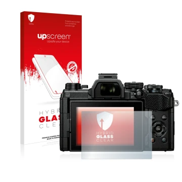 Parte frontale di una confezione del prodotto con il logo del marchio upscreen. Accanto è raffigurato il dispositivo Olympus O
