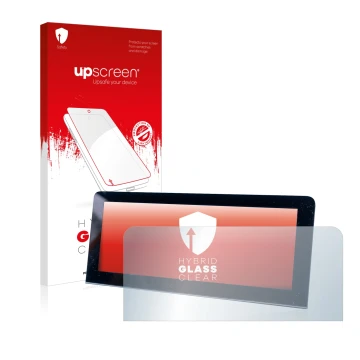 Parte frontale di una confezione del prodotto con il logo del marchio upscreen. Accanto è raffigurato il dispositivo MG 4 con 