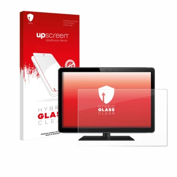 Parte frontale di una confezione del prodotto con il logo del marchio upscreen. Accanto è raffigurato il dispositivo con la re