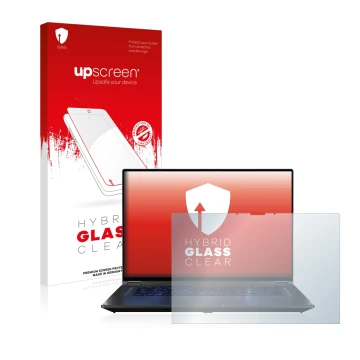 Parte frontale di una confezione del prodotto con il logo del marchio upscreen. Accanto è raffigurato il dispositivo ASUS ROG 