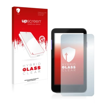 Parte frontale di una confezione del prodotto con il logo del marchio upscreen. Accanto è raffigurato il dispositivo Zettle Te