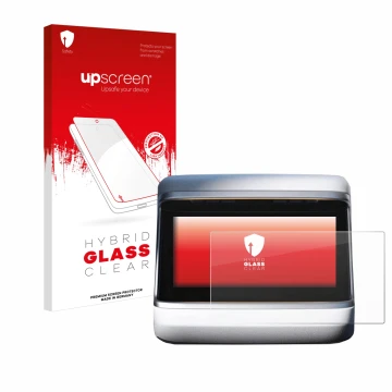 Parte frontale di una confezione del prodotto con il logo del marchio upscreen. Accanto è raffigurato il dispositivo Tesla Mod