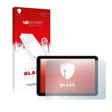 Parte frontale di una confezione del prodotto con il logo del marchio upscreen. Accanto è raffigurato il dispositivo Peaq PET 