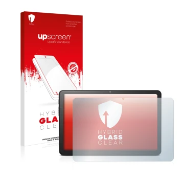 Parte frontale di una confezione del prodotto con il logo del marchio upscreen. Accanto è raffigurato il dispositivo Doro Tabl