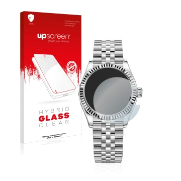 Parte frontale di una confezione del prodotto con il logo del marchio upscreen. Accanto è raffigurato il dispositivo Rolex Dat