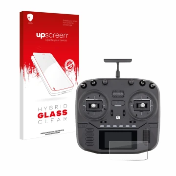 Parte frontale di una confezione del prodotto con il logo del marchio upscreen. Accanto è raffigurato il dispositivo Radiomast