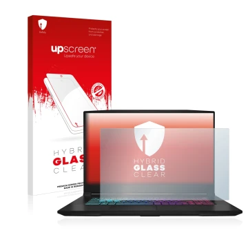 Parte frontale di una confezione del prodotto con il logo del marchio upscreen. Accanto è raffigurato il dispositivo MSI Katan
