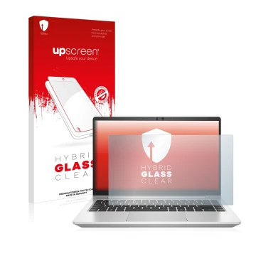 Parte frontale di una confezione del prodotto con il logo del marchio upscreen. Accanto è raffigurato il dispositivo HP ProBoo