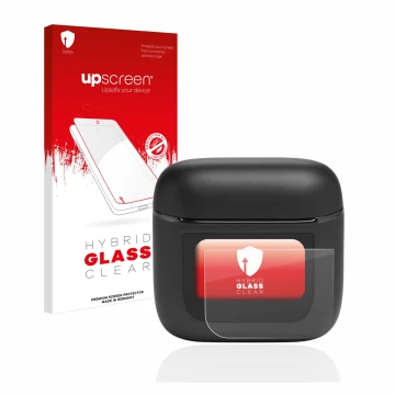 Parte frontale di una confezione del prodotto con il logo del marchio upscreen. Accanto è raffigurato il dispositivo JBL Tour 