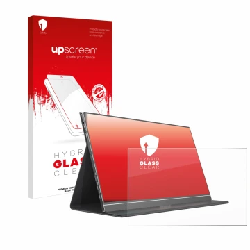 Parte frontale di una confezione del prodotto con il logo del marchio upscreen. Accanto è raffigurato il dispositivo Arzopa S1