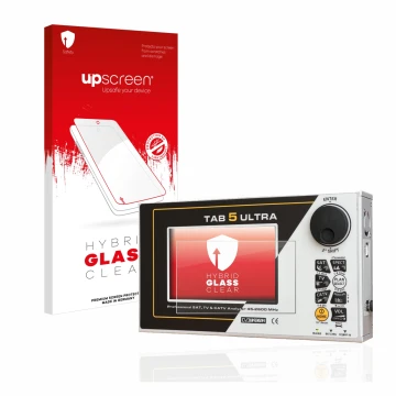 Parte frontale di una confezione del prodotto con il logo del marchio upscreen. Accanto è raffigurato il dispositivo Rover TAB