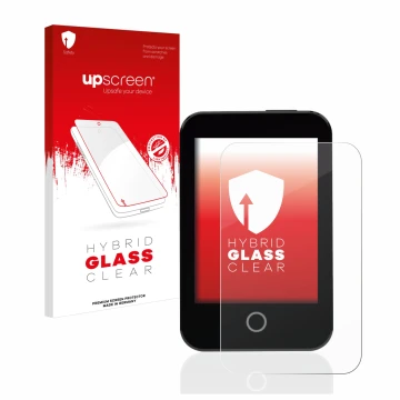 Parte frontale di una confezione del prodotto con il logo del marchio upscreen. Accanto è raffigurato il dispositivo Medtrum T