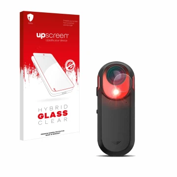 Parte frontale di una confezione del prodotto con il logo del marchio upscreen. Accanto è raffigurato il dispositivo Garmin Va