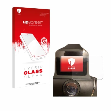 Parte frontale di una confezione del prodotto con il logo del marchio upscreen. Accanto è raffigurato il dispositivo Motocaddy
