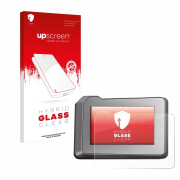 Parte frontale di una confezione del prodotto con il logo del marchio upscreen. Accanto è raffigurato il dispositivo KTM 1290 